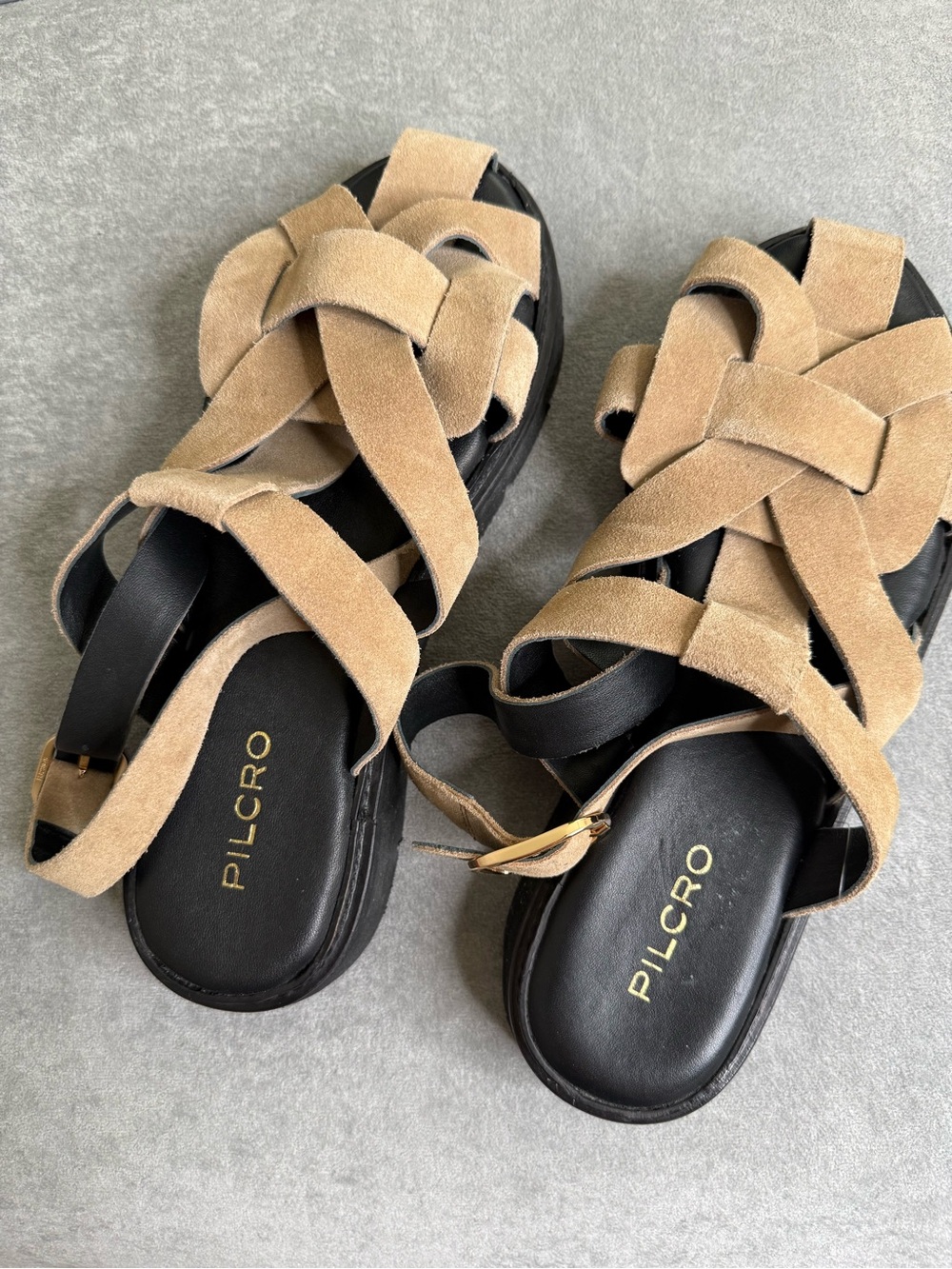 NEW Anthropologie Pilcro Flatform Fisherman Sandals, size 41/US 10 Womens, Taupe - Picture 4 of 6